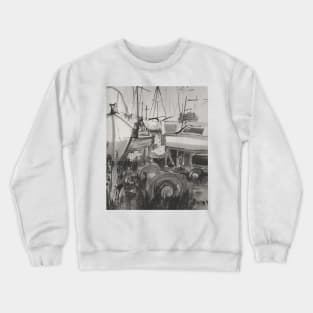 Boatyard, sketch of the boatyard, Uphill, North Somerset Crewneck Sweatshirt